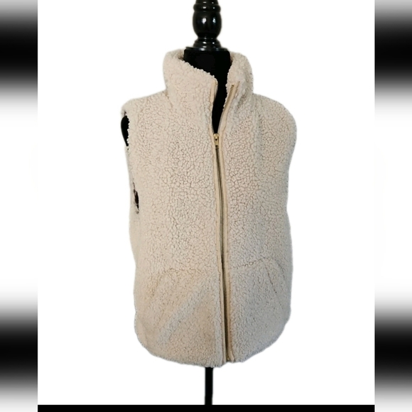 J. Crew Women's Cream Teddy Sherpa Full Zip Vest S - Picture 2 of 13